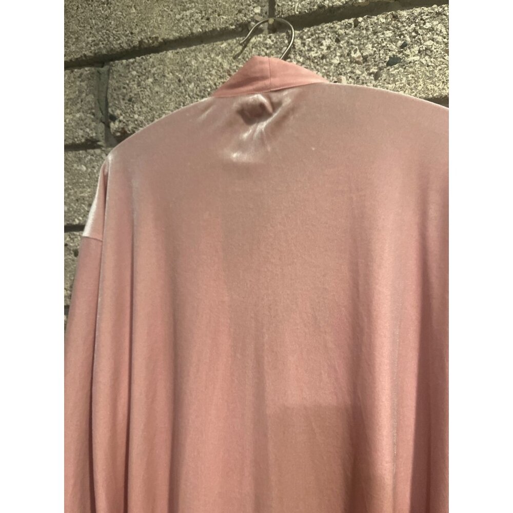 Nordstrom Womens Long Pink Velvet Open-Front Duster Cardigan With Pockets & Belt - Picture 8 of 8